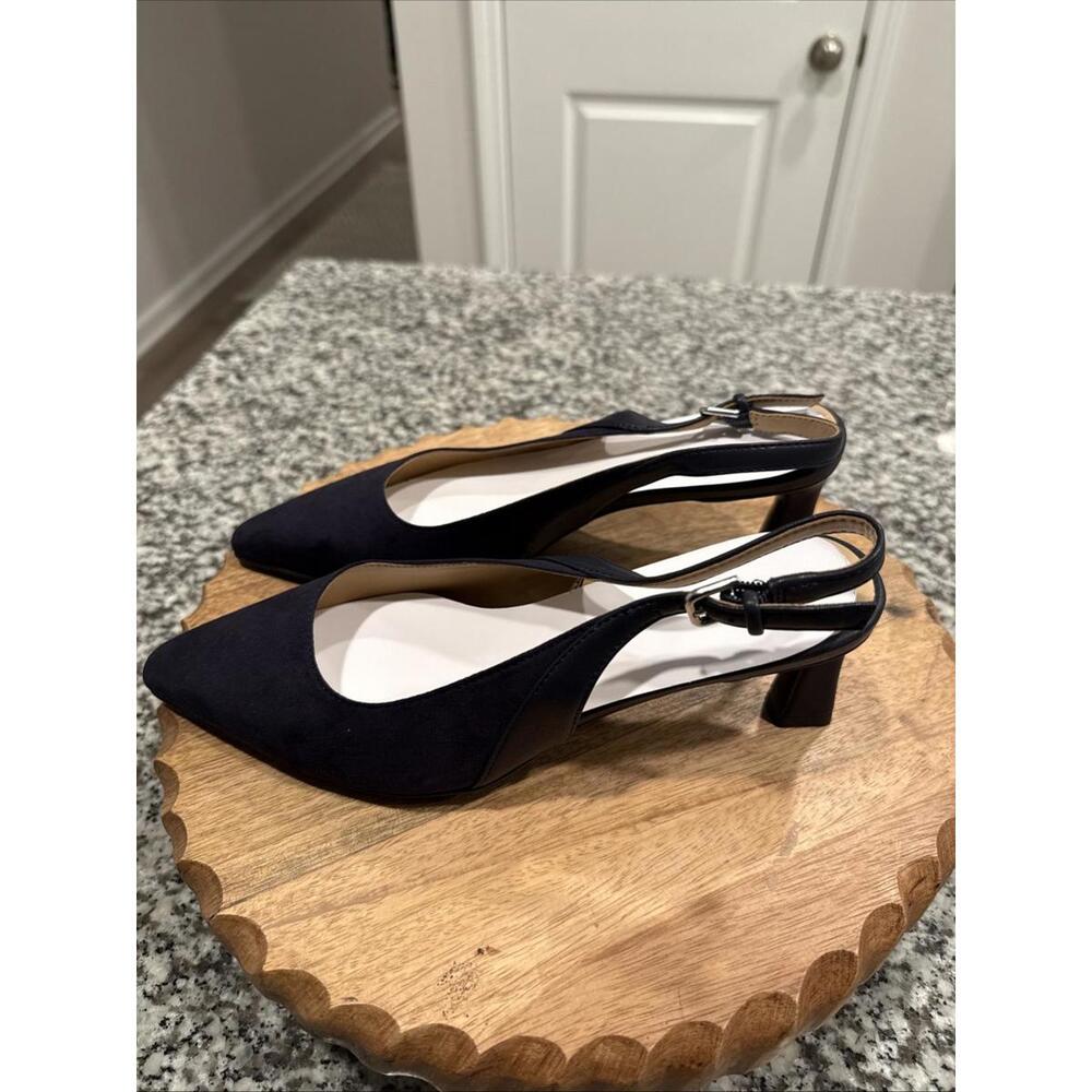Slingback Dressy Pumps Women Tansy, French Navy Shoes Size 7.5